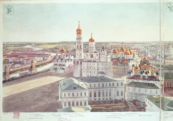 Panorama von Moskau, Detail der Kreml-Kathedralen, 1819
